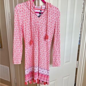 Cabana Life Pink and White Swim Coverup